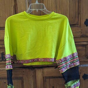 GAeLLE Paris #17A Designer Crop Fishnet Sweatshirt Top SZ S Small